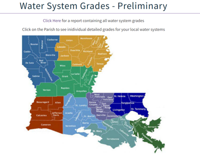 Do you know your cities water grade? Louisiana Department Of Health released  Act 98 Water Grade Rule